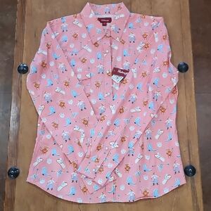 Ralbay Pink Patterned Women's Button Down Shirt